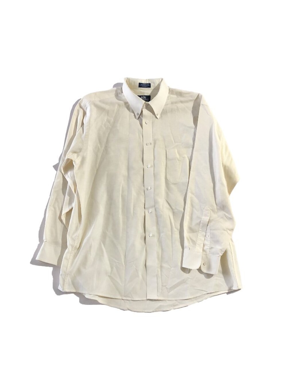 Stafford Button Down Collared Shirt Mens Size 17.5 Ivory Regular Fit Long Sleeve